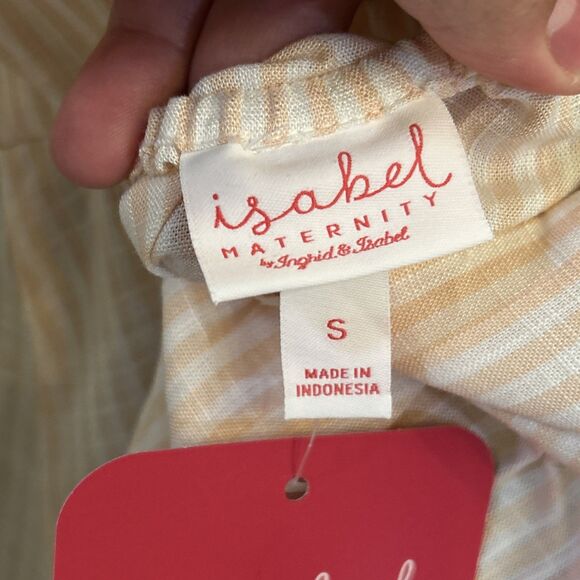 NWT Ingrid & Isabel Maternity Flutter Tank Top Tie Back White Peach Size Small - Picture 3 of 16